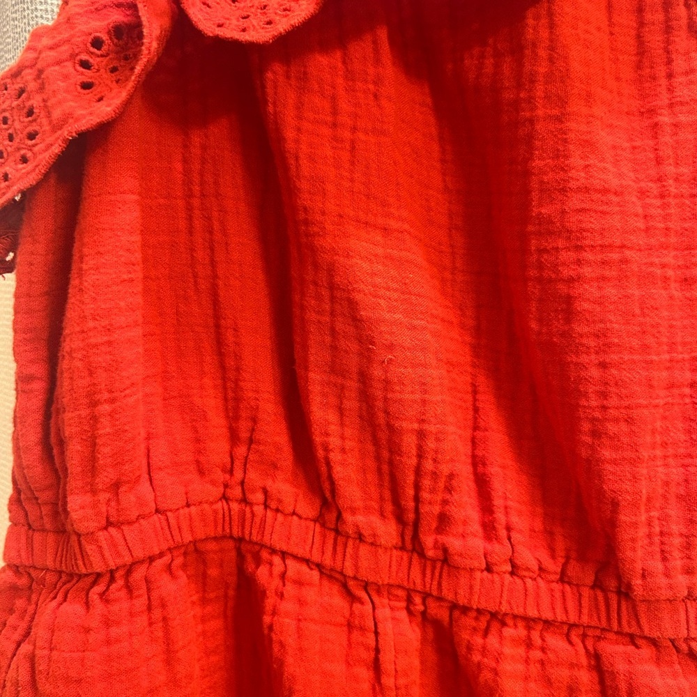 Cat & Jack Red One-Shoulder Romper Scalloped Shorts Girls Size Small (6/7) - Picture 3 of 4